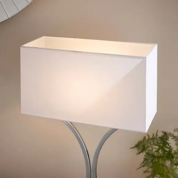 Rectangular Table Lamp with Switch - Silver