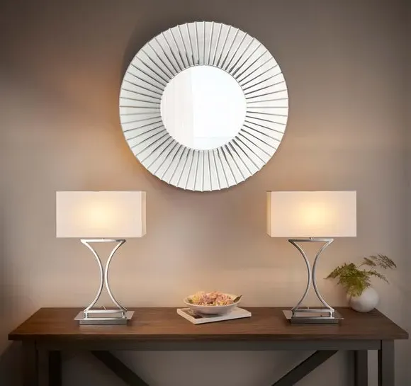 Rectangular Table Lamp with Switch - Silver
