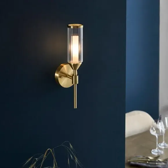 Ribbed Wall Light - Gold, Glass image