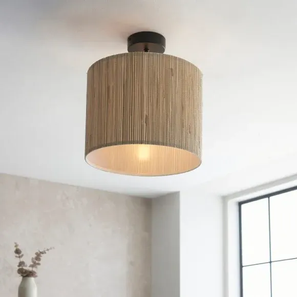 Semi Flush Ceiling Light - Natural, Seagrass
