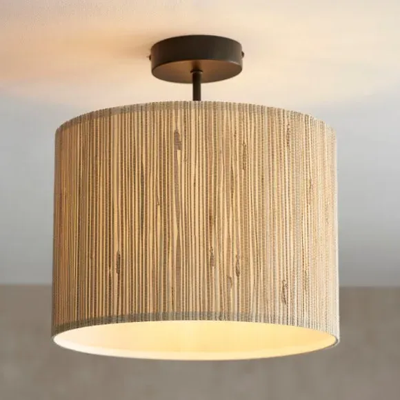 Semi Flush Ceiling Light - Natural, Seagrass