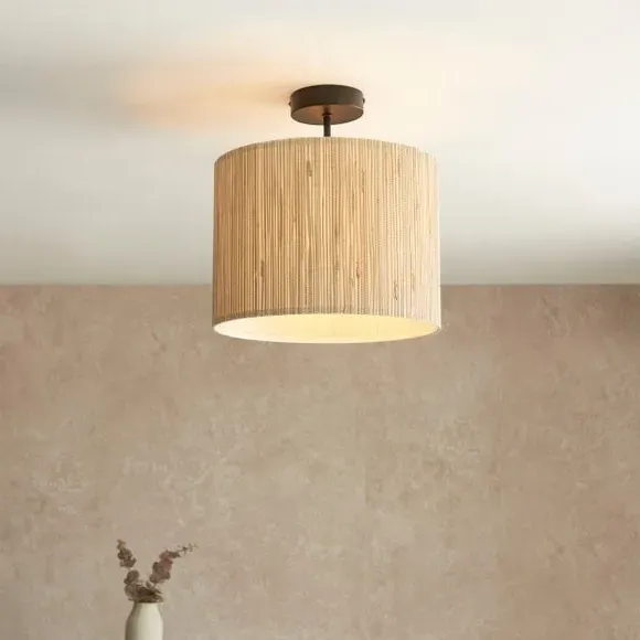 Semi Flush Ceiling Light - Natural, Seagrass image