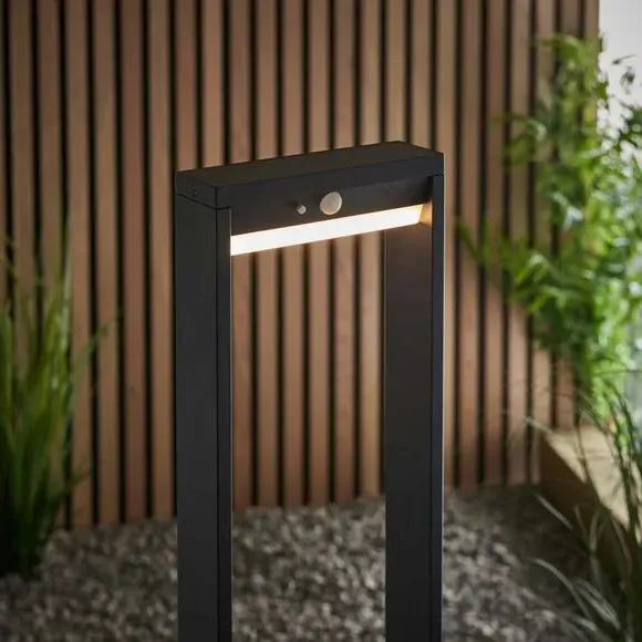 Solar PIR Floor Path Light - Black, Aluminium