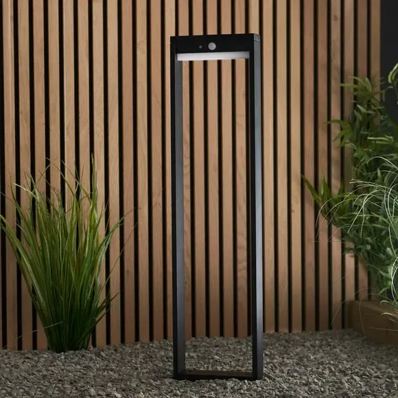 Solar PIR Outdoor Path Light - Black, Aluminium