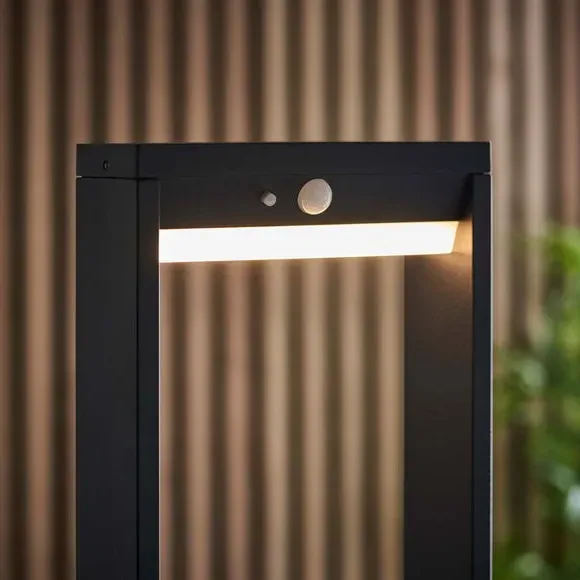 Solar PIR Outdoor Path Light - Black, Aluminium