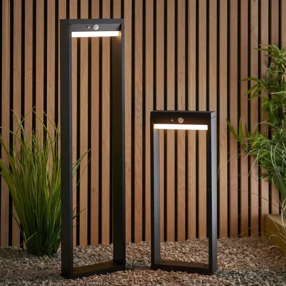 Solar PIR Outdoor Path Light - Black, Aluminium