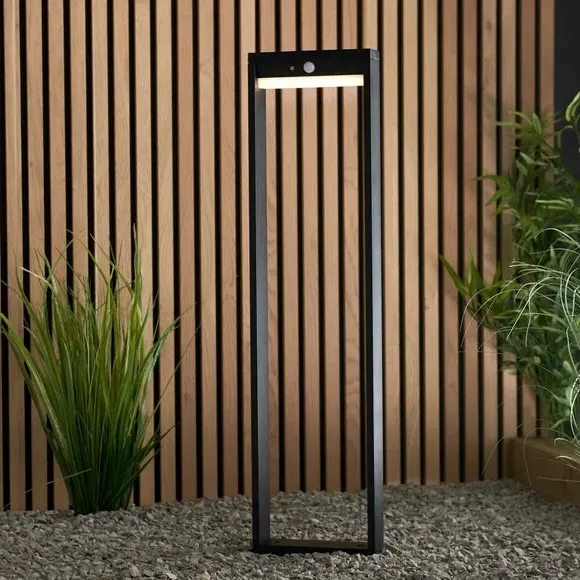 Solar PIR Outdoor Path Light - Black, Aluminium image