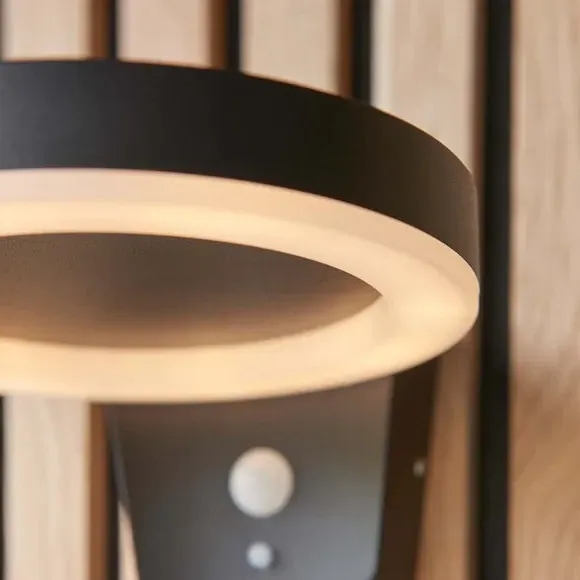 Solar PIR Wall Light - Black, Aluminium