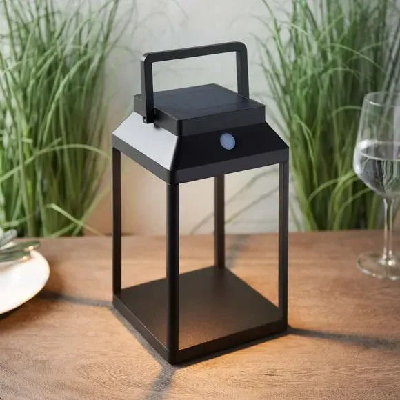 Solar Table Light with USB Charging - Black
