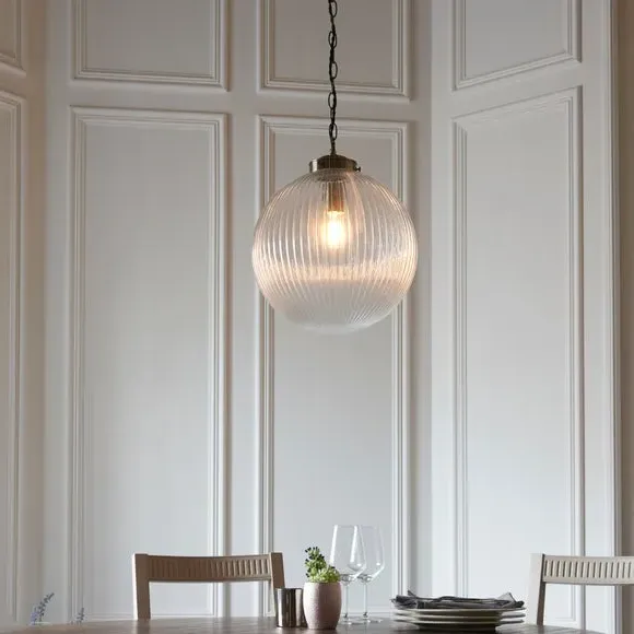 Spherical Pendant Light - Antique Brass, Glass