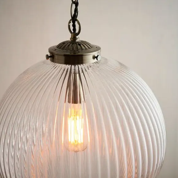 Spherical Pendant Light - Antique Brass, Glass