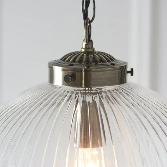Spherical Pendant Light - Antique Brass, Glass