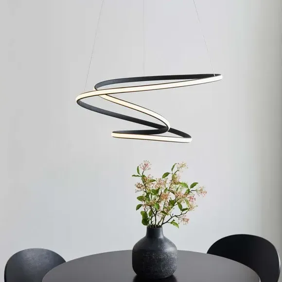Spiral Ceiling Light with LED - Black, Metal