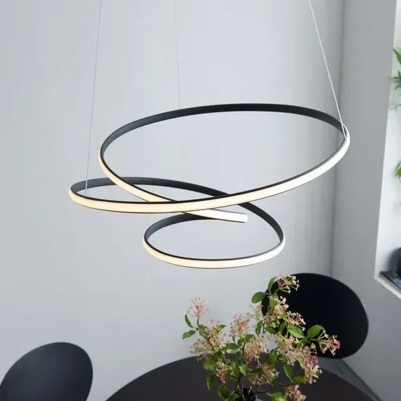 Spiral Ceiling Light with LED - Black, Metal