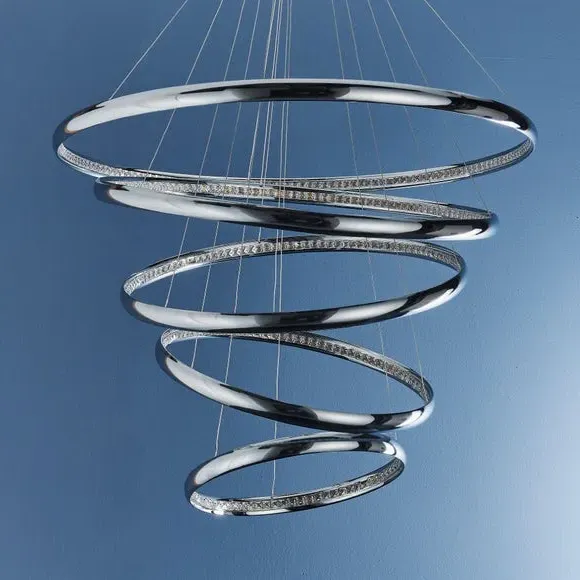 Spiral Ceiling Light with LED - Chrome, Crystal