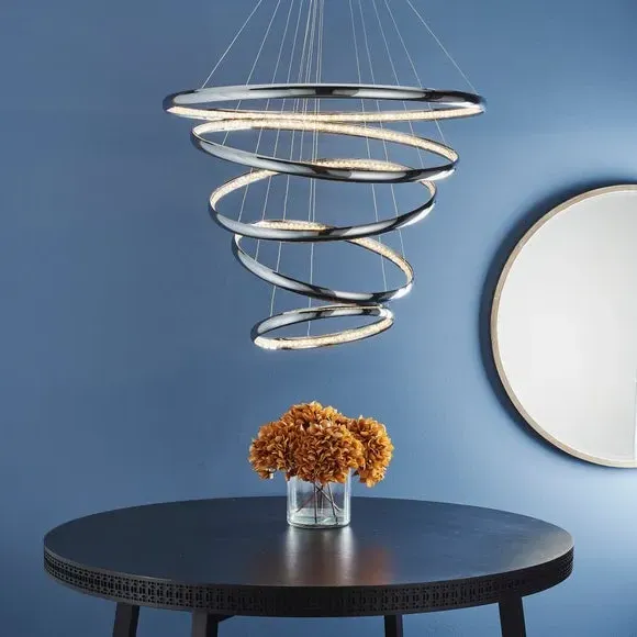 Spiral Ceiling Light with LED - Chrome, Crystal