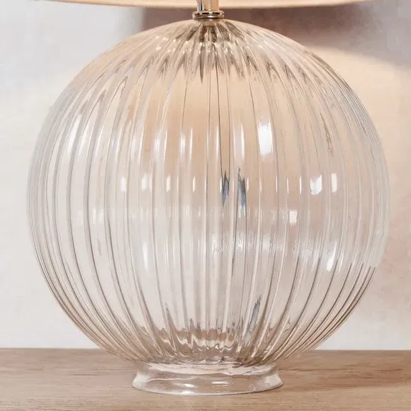Table Lamp Base - Smokey Grey, Ribbed Glass