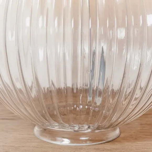 Table Lamp Base - Smokey Grey, Ribbed Glass