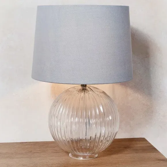 Table Lamp Base - Smokey Grey, Ribbed Glass image