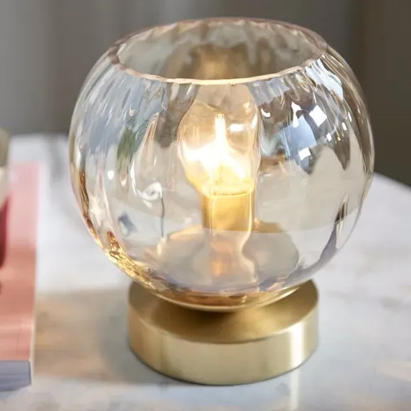 Table Lamp with Dimpled Shade - Brass, Glass