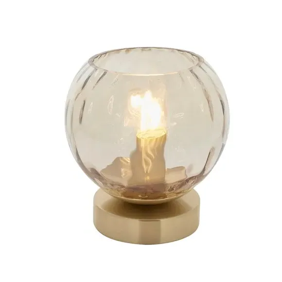 Table Lamp with Dimpled Shade - Brass, Glass