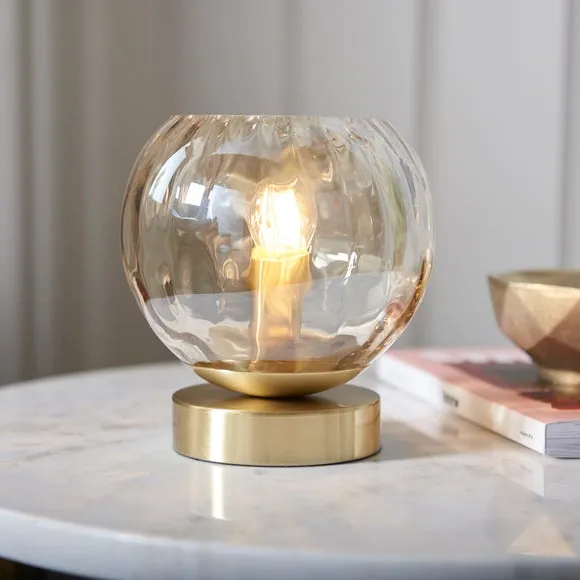Table Lamp with Dimpled Shade - Brass, Glass image
