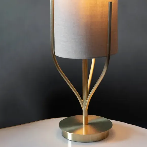 Table Lamp with In-Line Switch - Gold, Fabric