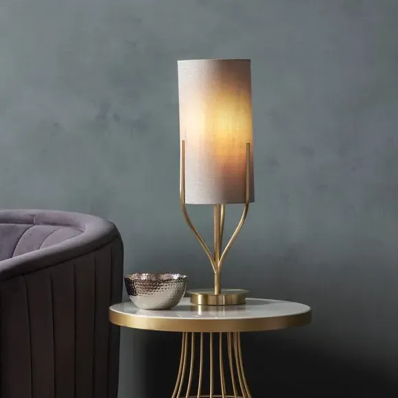 Table Lamp with In-Line Switch - Gold, Fabric image