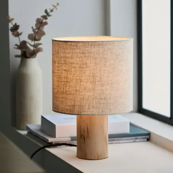 Table Lamp with In-Line Switch - Natural, Wood