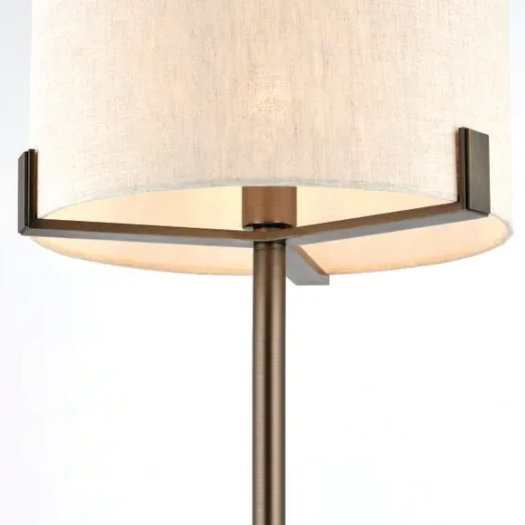 Table Lamp with Linen Shade - Bronze, Metal