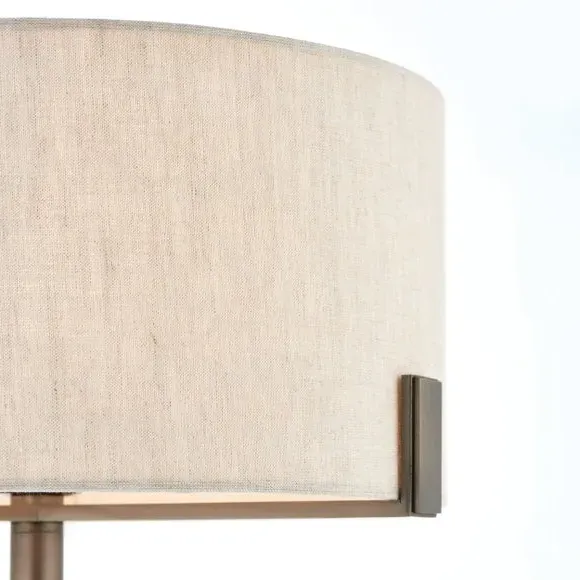 Table Lamp with Linen Shade - Bronze, Metal