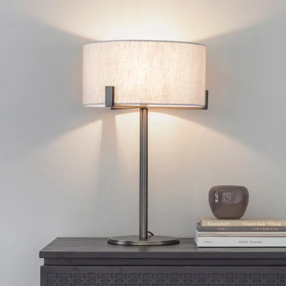 Table Lamp with Linen Shade - Bronze, Metal image