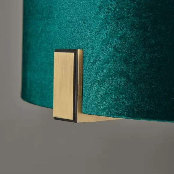Table Lamp with Velvet Shade - Green, Brass