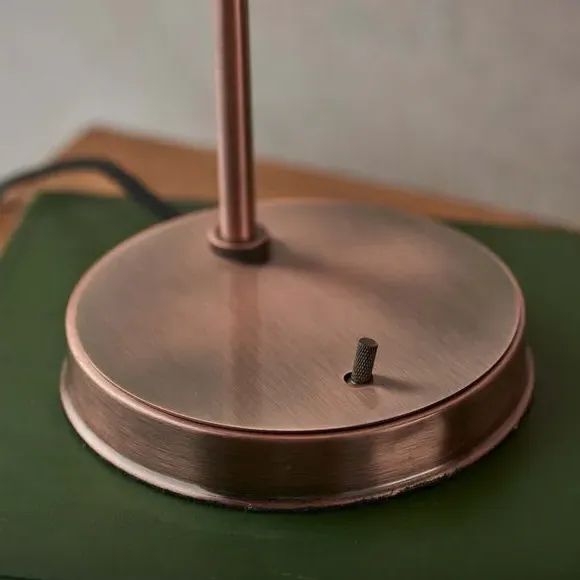 Table Light with Glass Shade - Copper, Metal