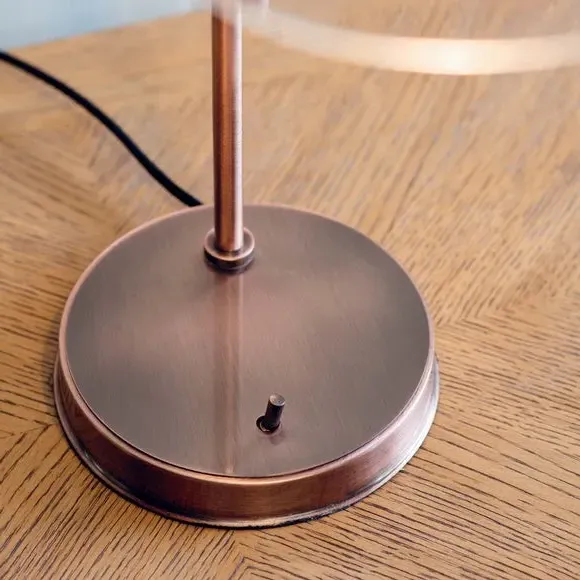 Table Light with Glass Shade - Copper, Metal