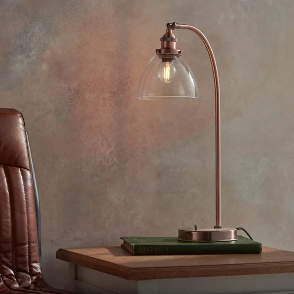 Table Light with Glass Shade - Copper, Metal image