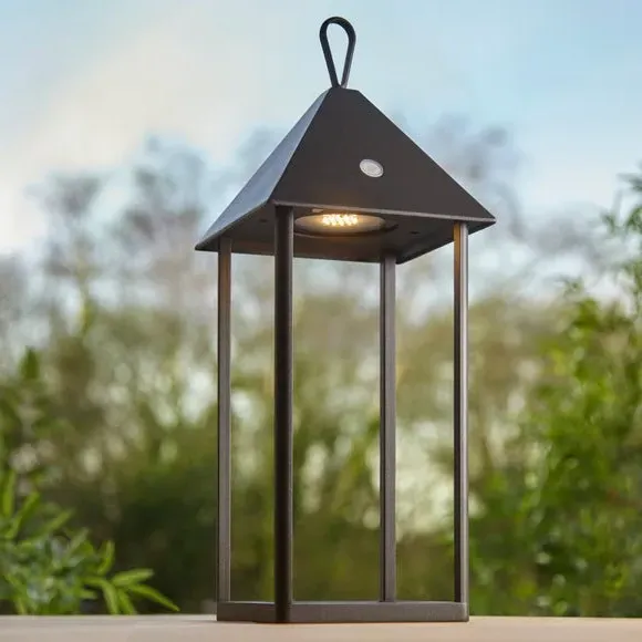 Tall Table Light with USB Charging - Black, Glass