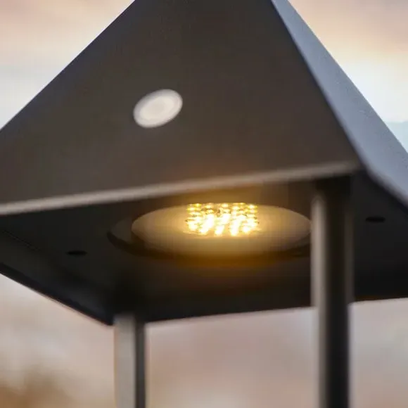 Tall Table Light with USB Charging - Black, Glass