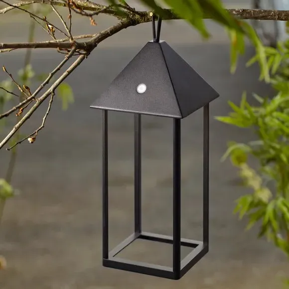 Tall Table Light with USB Charging - Black, Glass