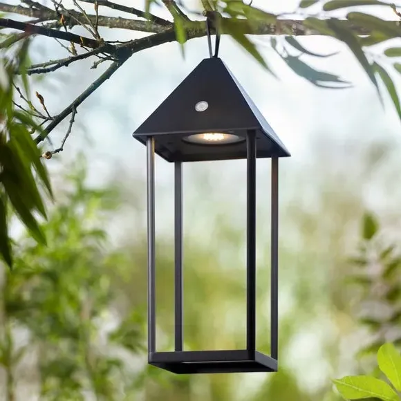 Tall Table Light with USB Charging - Black, Glass image