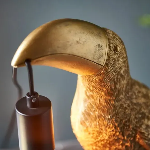 Toucan Table Lamp with Switch - Gold, Resin