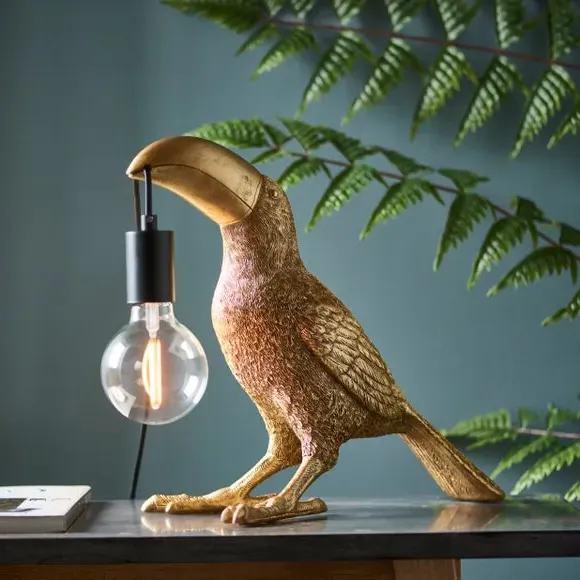 Toucan Table Lamp with Switch - Gold, Resin