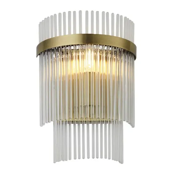 Wall Light with Clear Rods - Brass
