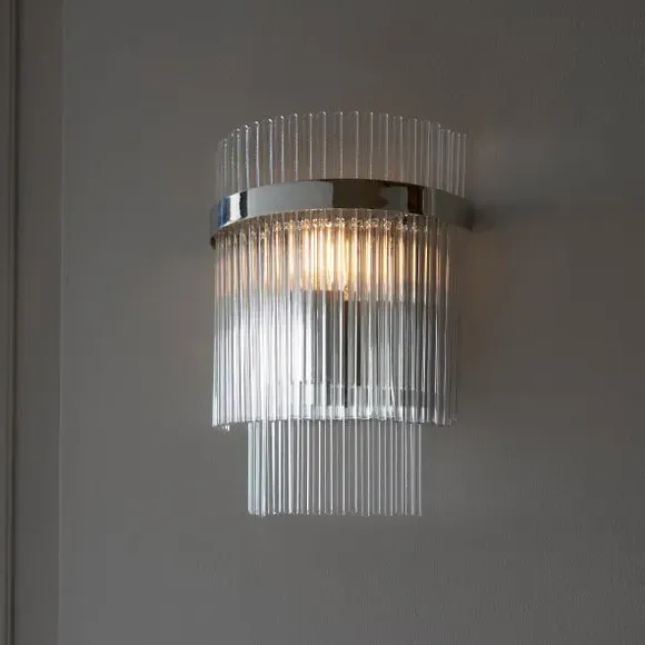 Wall Light with Clear Rods - Nickel