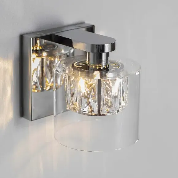 Wall Light with Crystal Detail - Chrome, Glass