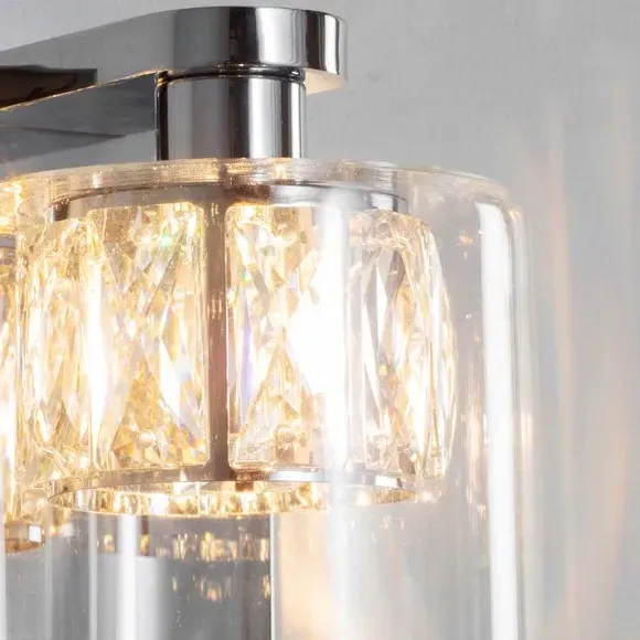 Wall Light with Crystal Detail - Chrome, Glass