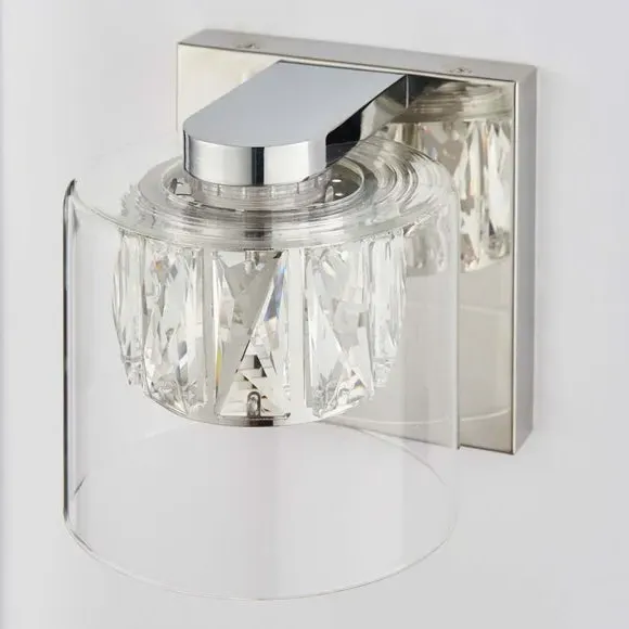 Wall Light with Crystal Detail - Chrome, Glass