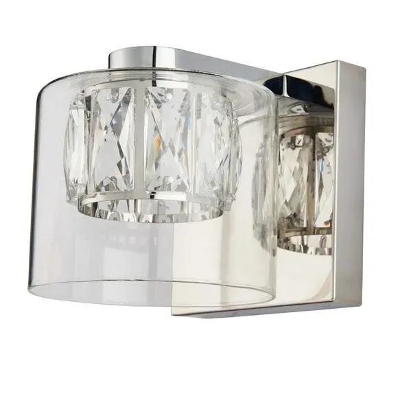 Wall Light with Crystal Detail - Chrome, Glass