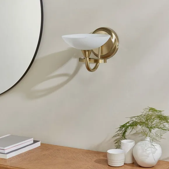 Wall Light with Glass Shade - Brass, Metal