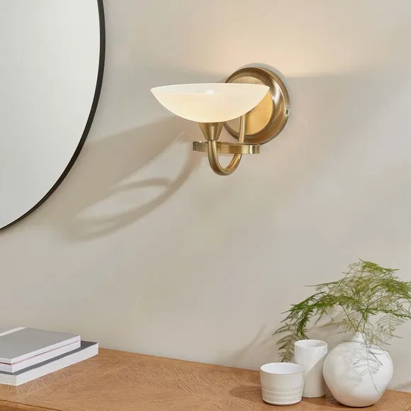 Wall Light with Glass Shade - Brass, Metal image